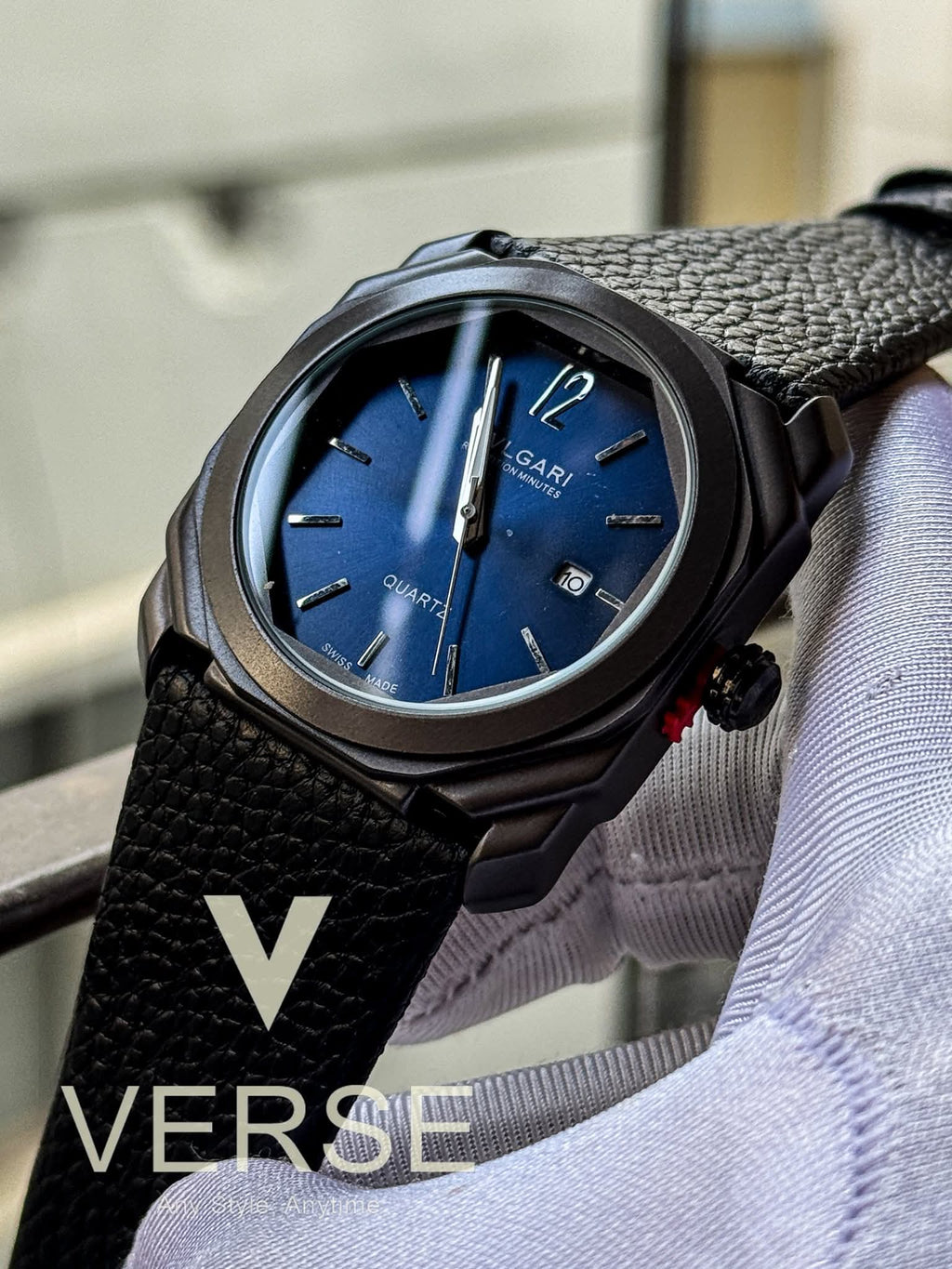 BVLGARI Octo Finissimo Black Belt Blue Dial Matte Black Case AA