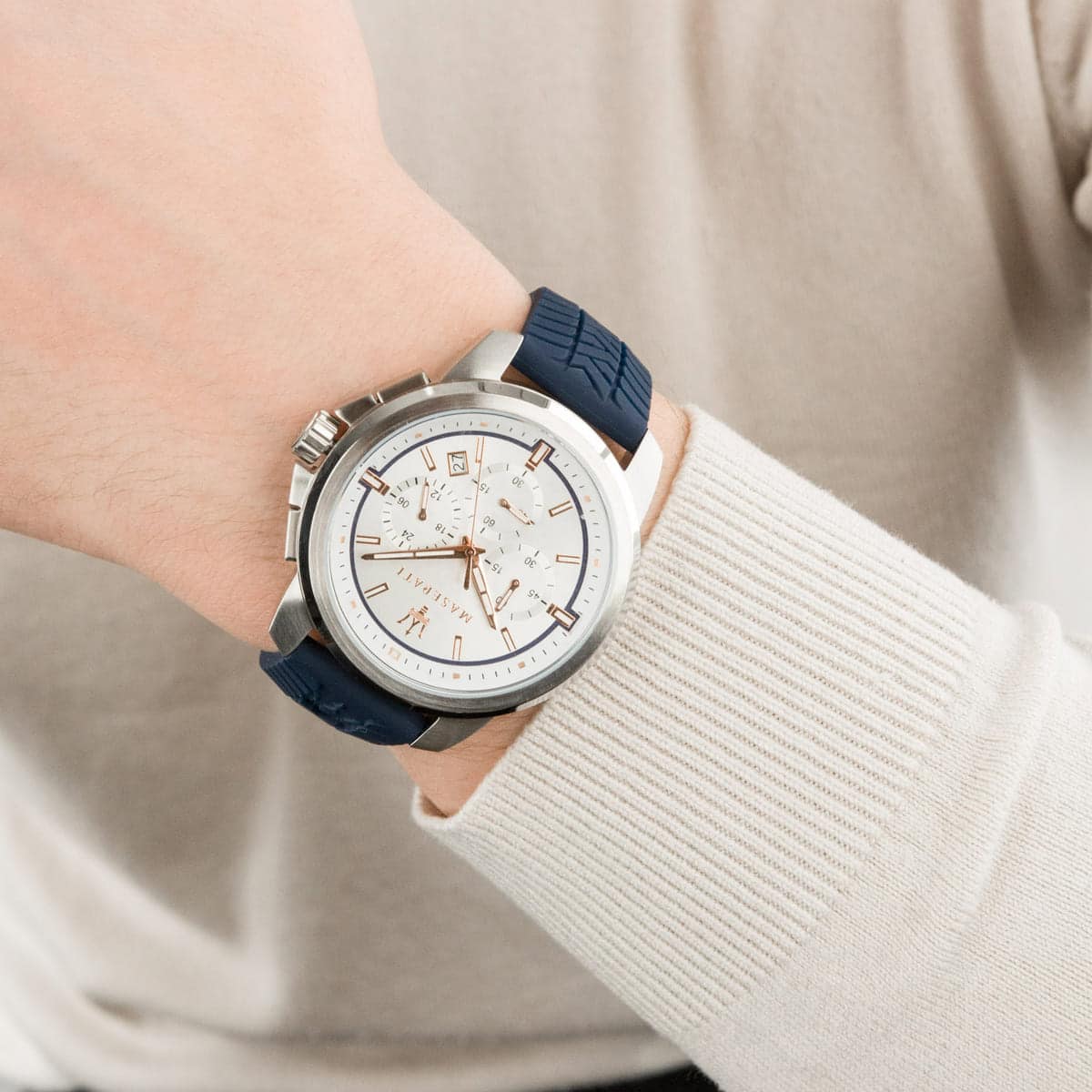 Maserati Successo R8871621013 Men's Chronograph 44mm White Dial Watch| Maserati Successo R8871621013