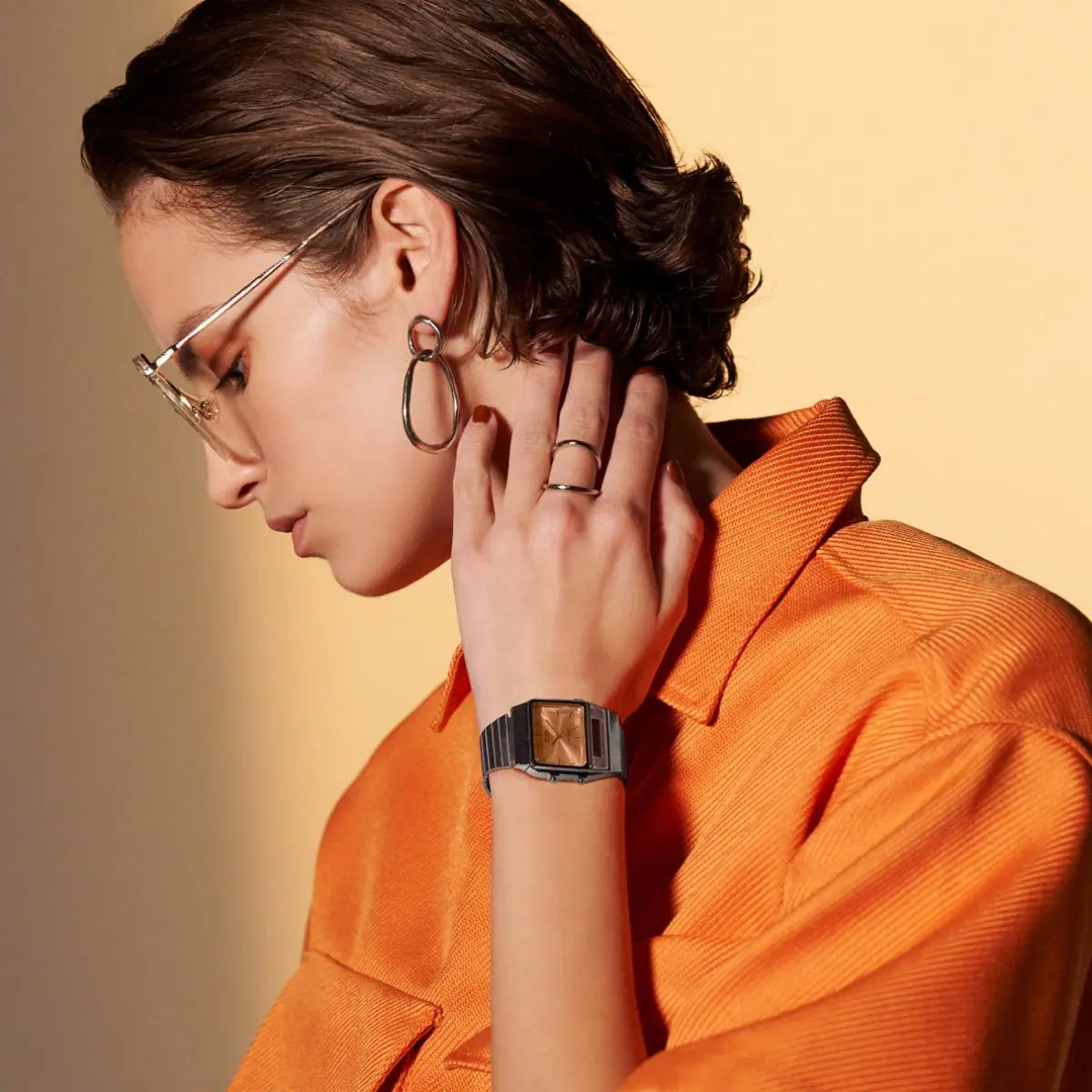 Casio Vintage AQ-800ECGG-4ADF Analog-Digital Salmon Dial Gunmetal Band Unisex Watch | Casio AQ-800ECGG-4ADF