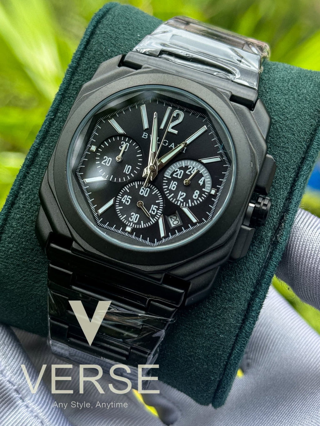 Bvlgari Octo Finissimo Chronograph Matte Black Chain Black Dial AA