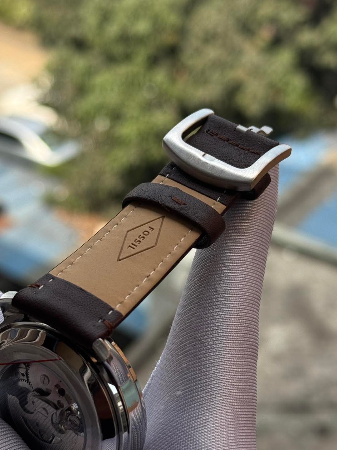 Fossil Automatic Brown Belt White Dial AA