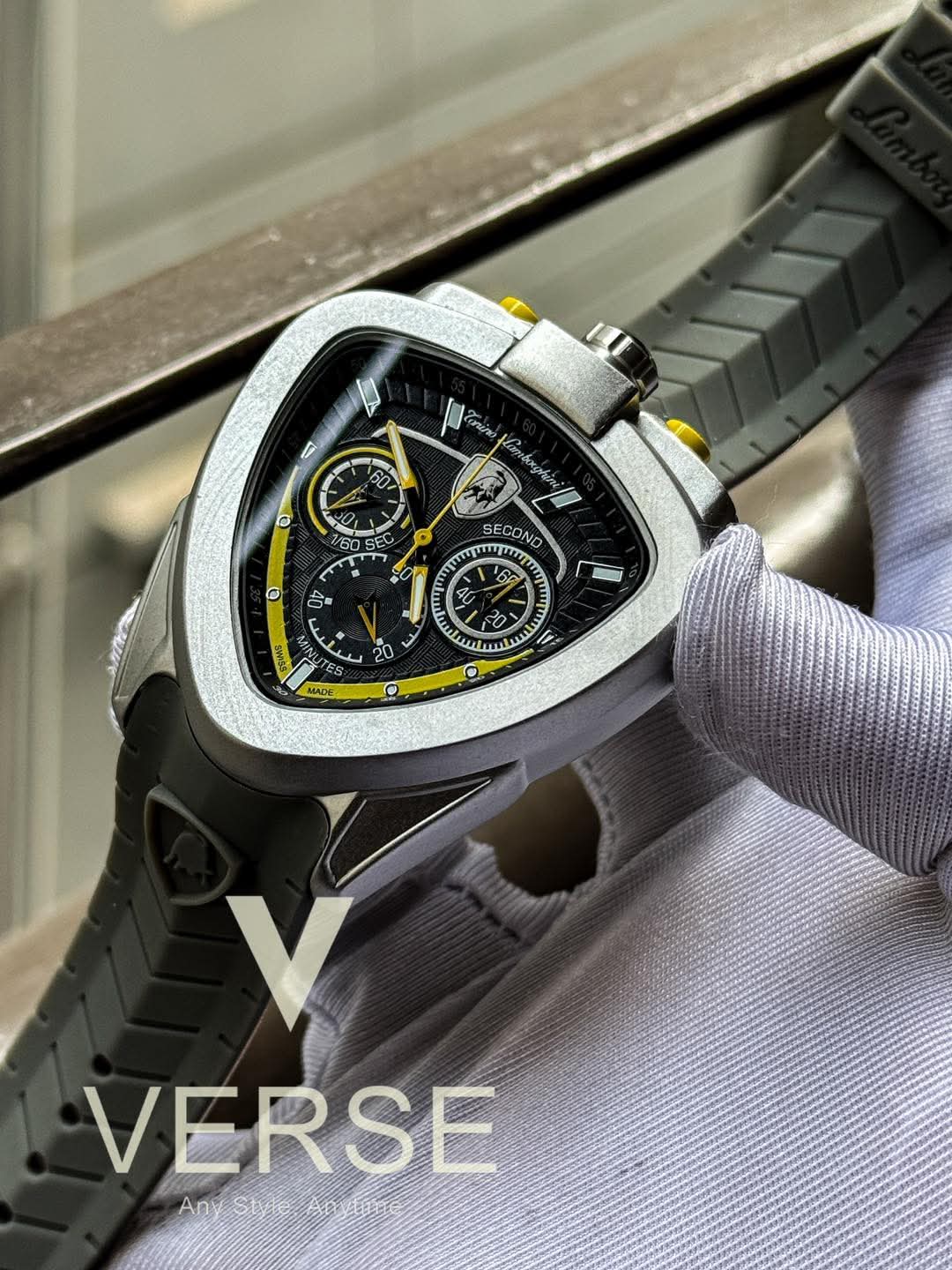 Tonino Lamborghini Chronograph Grey Belt Yellow Hands AA