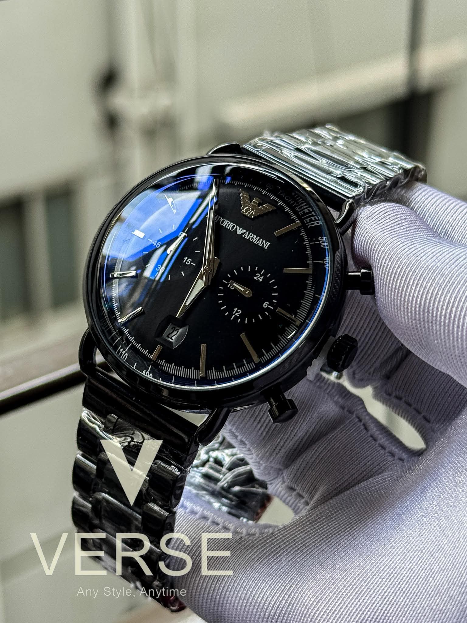 Armani Oval Black Chain Black Dial AA