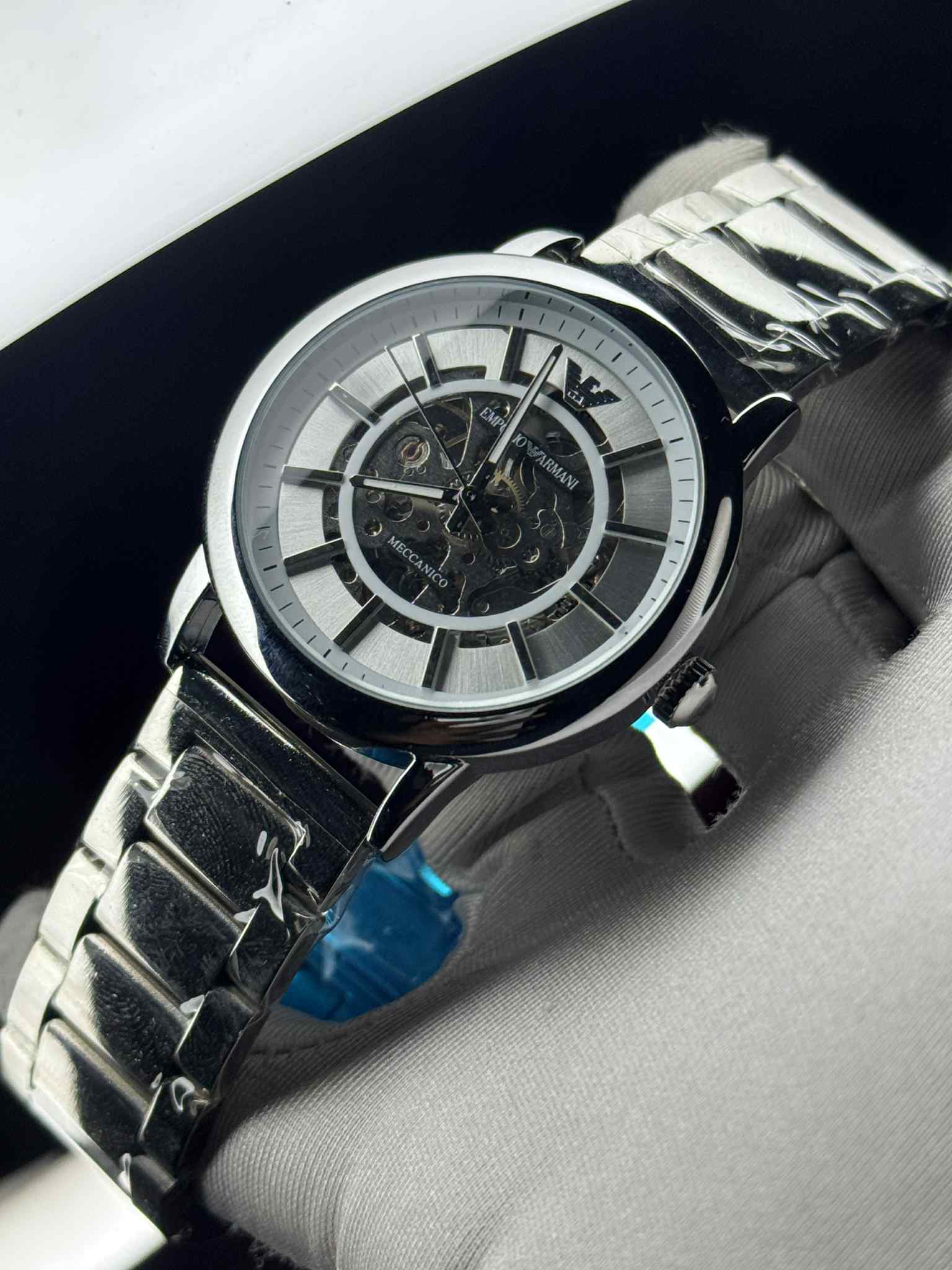 Emporio Armani Meccanico Automatic Silver Chain White Dial AA