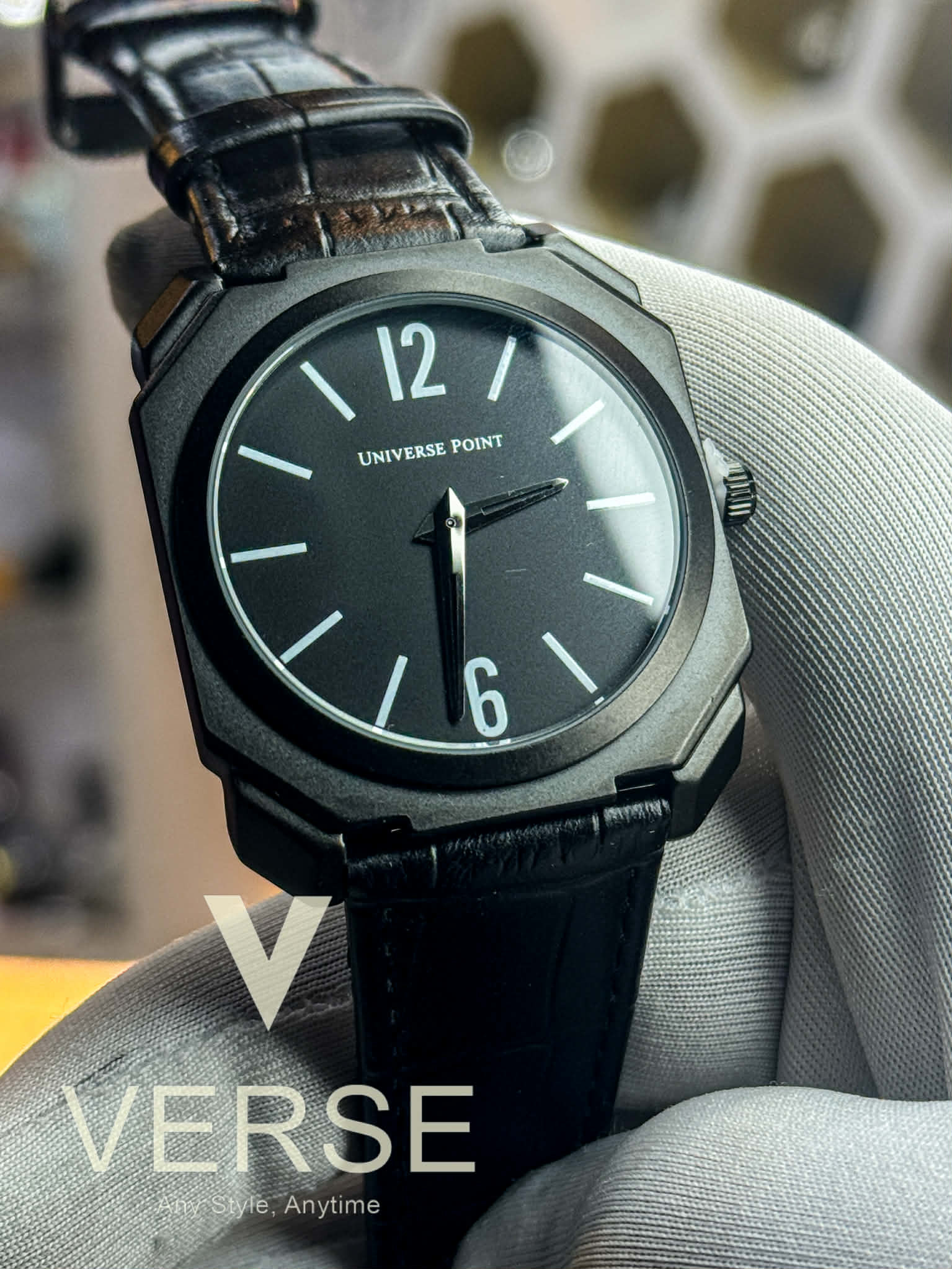 Universe Point Slim UP1988-1205 Men’s Quartz Watch Triple Black