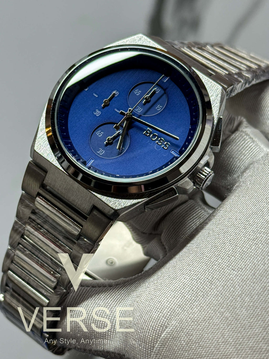 BOSS Steer Chronograph Stainless Steel Watch – Blue Dial AA