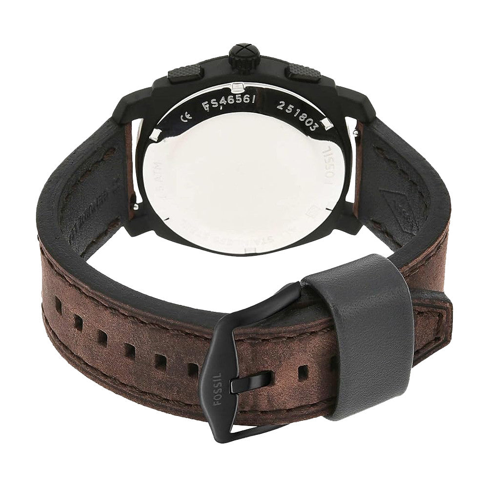 Fossil FS4656 Mid-Size Chronograph Black Dial Brown Leather Men’s Watch| Fossil FS4656