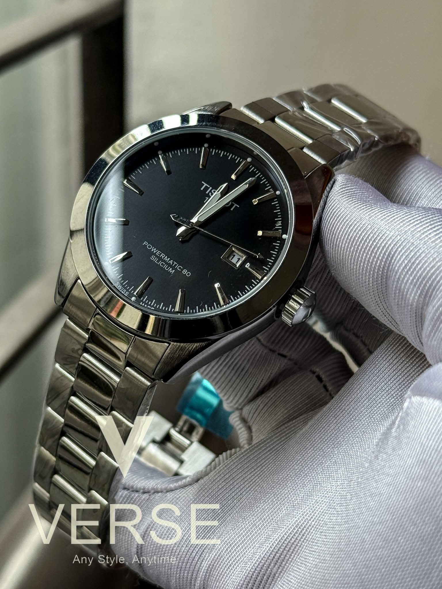 Tissot Gentleman Powermatic 80 Silicium Quartz Sun-ray Black Dial AA