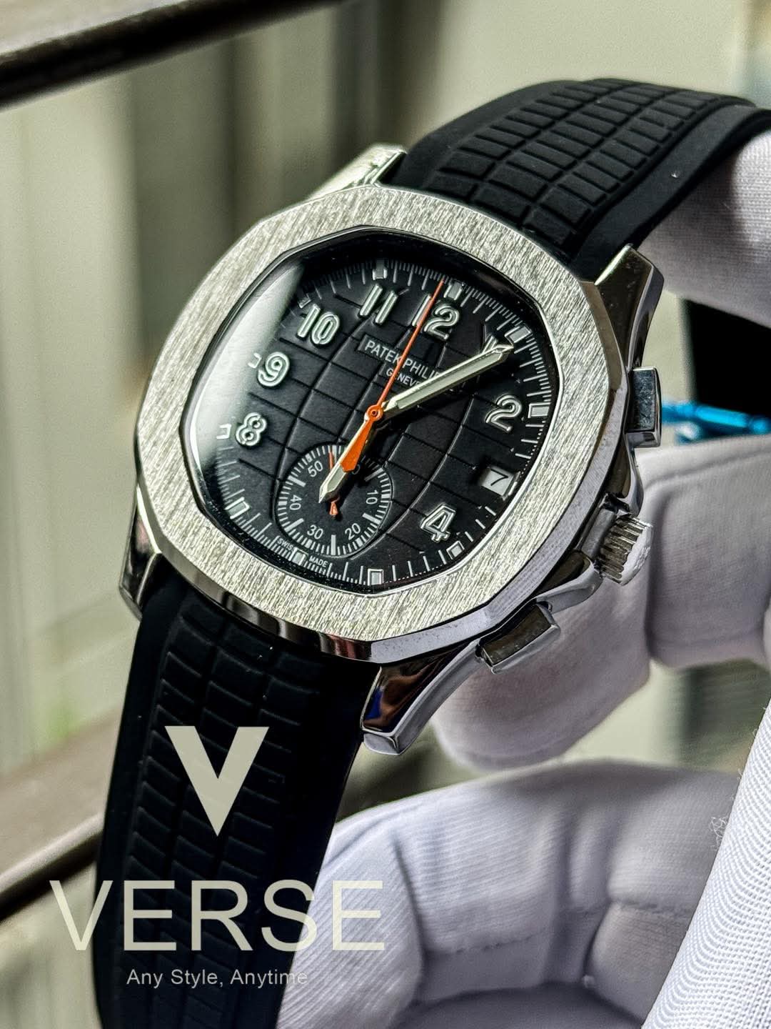 Patek Philippe AQUANAUT Black Belt Silver Case AA