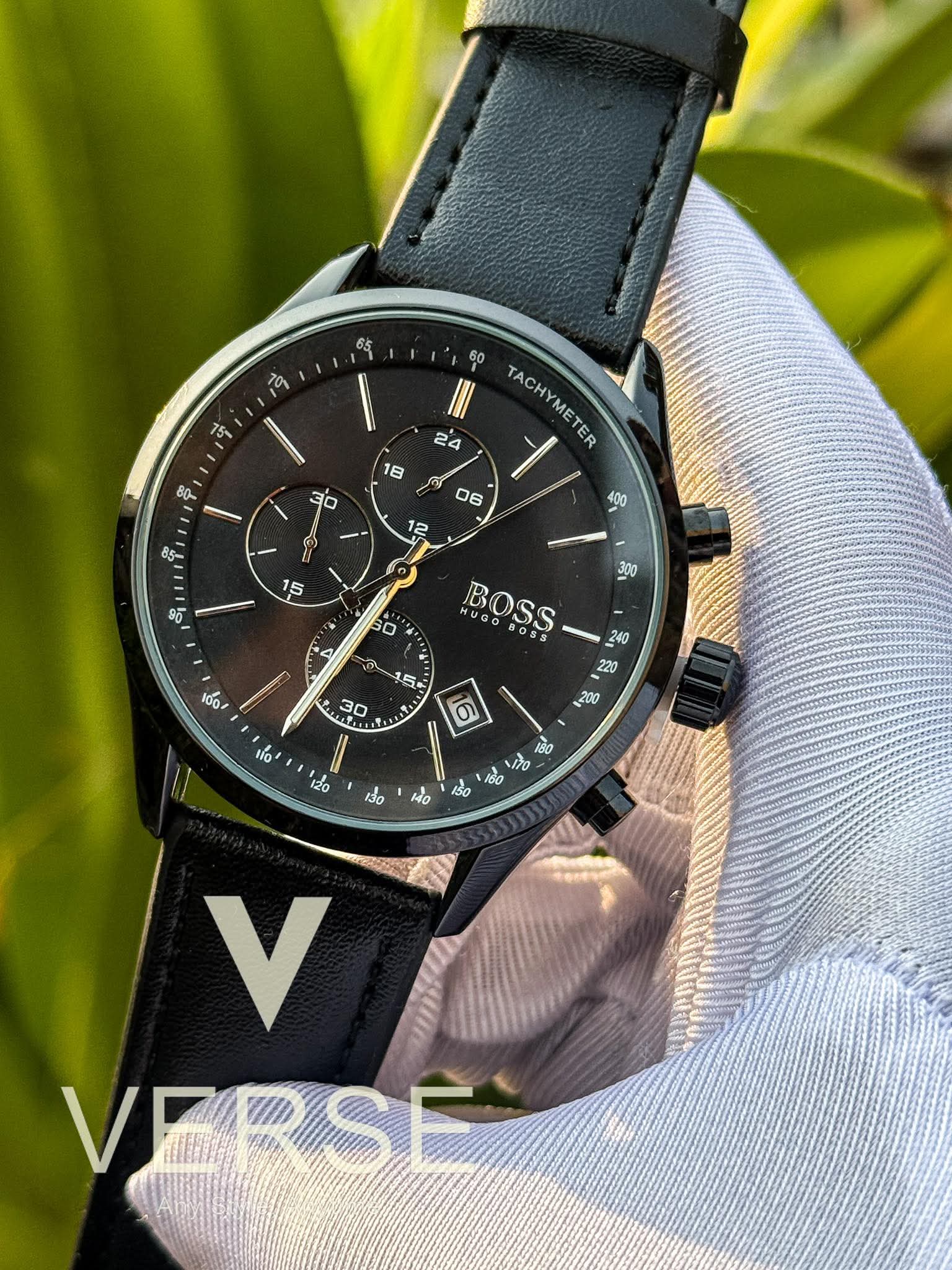 Hugo Boss Grand Prix Chronograph Black Belt Black Dial AA