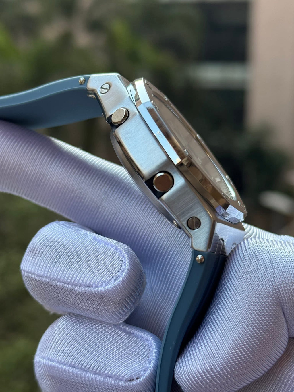 Casio G-Shock GA-2100 "CasiOak" Modded Slate Blue Belt Cream Dial Triple A