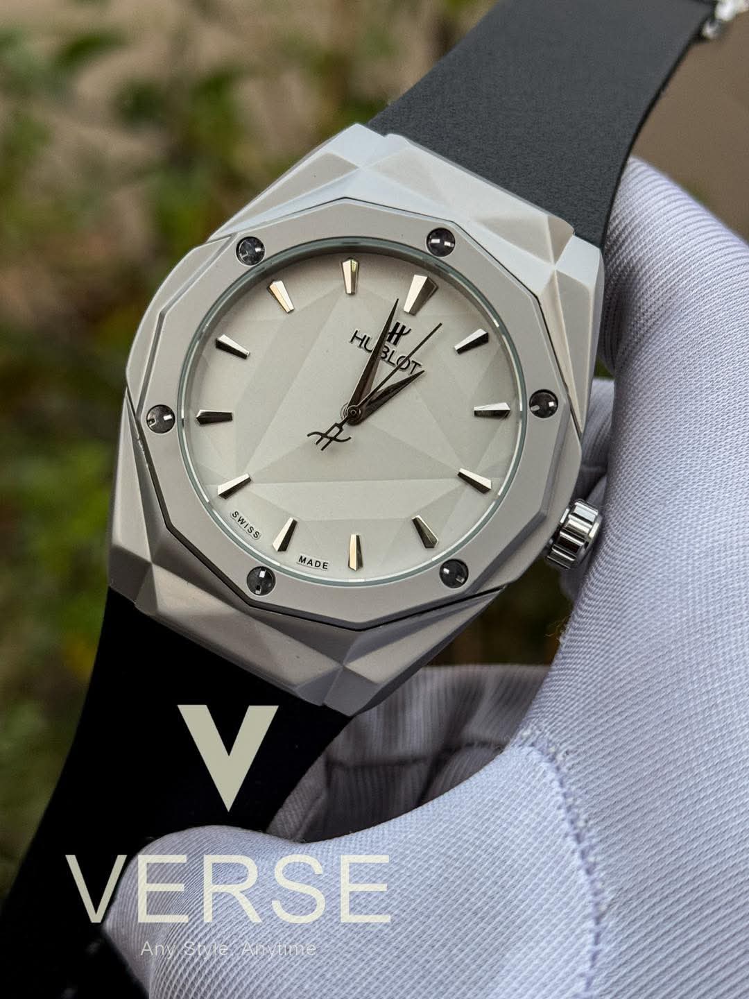 Hublot Orlinski Automatic Black Belt Silver Case White Dial AA