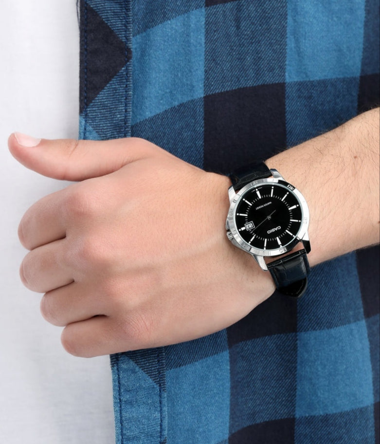 Casio MTP-V004L-1AUDF Men’s Black Dial Leather Analog Watch | Casio MTP-V004L-1AUDF