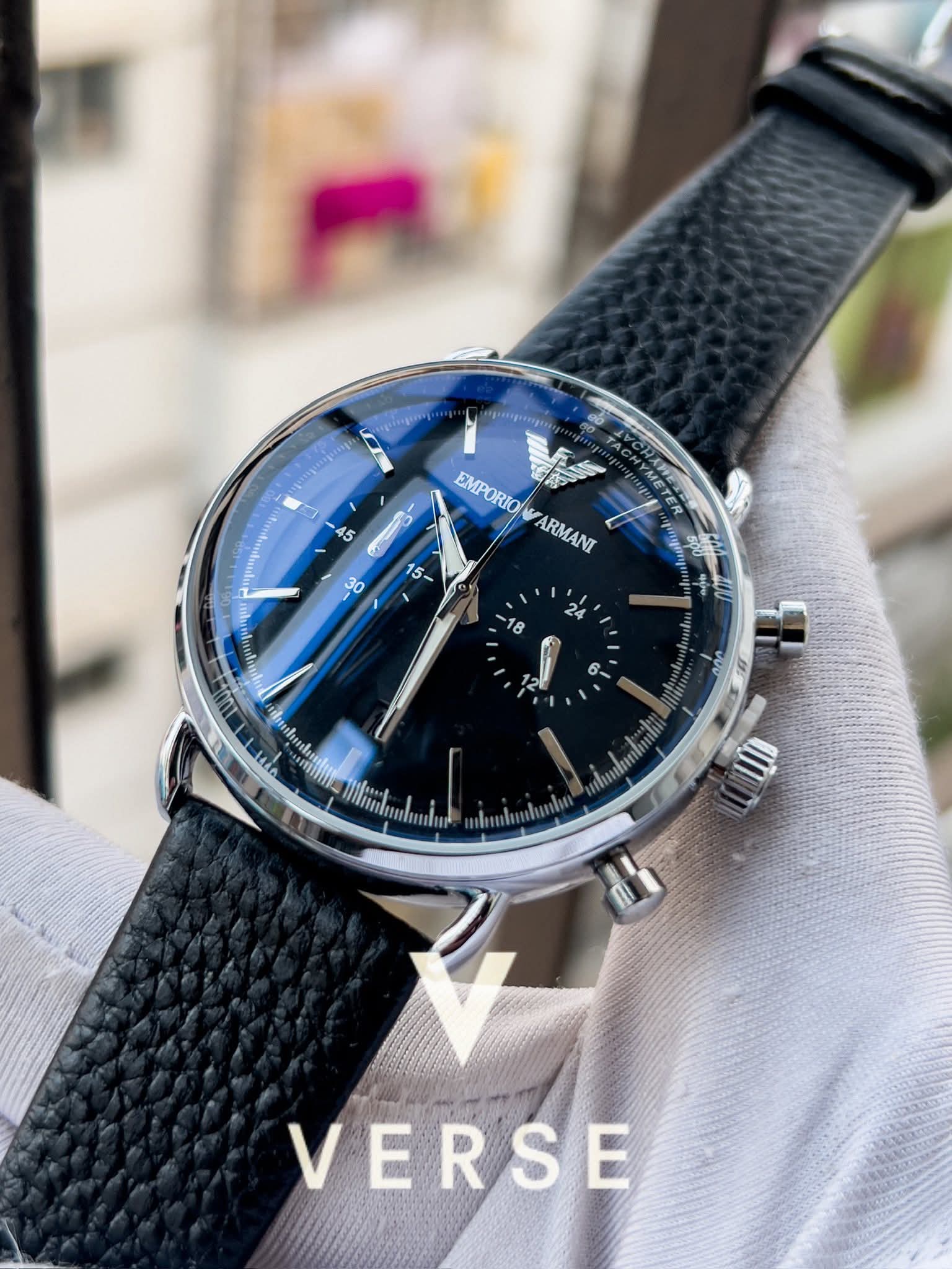 Armani Oval Black Belt Black Dial AA