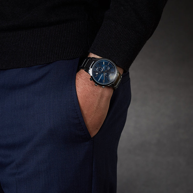Emporio Armani AR11215 Renato Chronograph Quartz Blue Dial Men's Watch | Emporio Armani AR11215