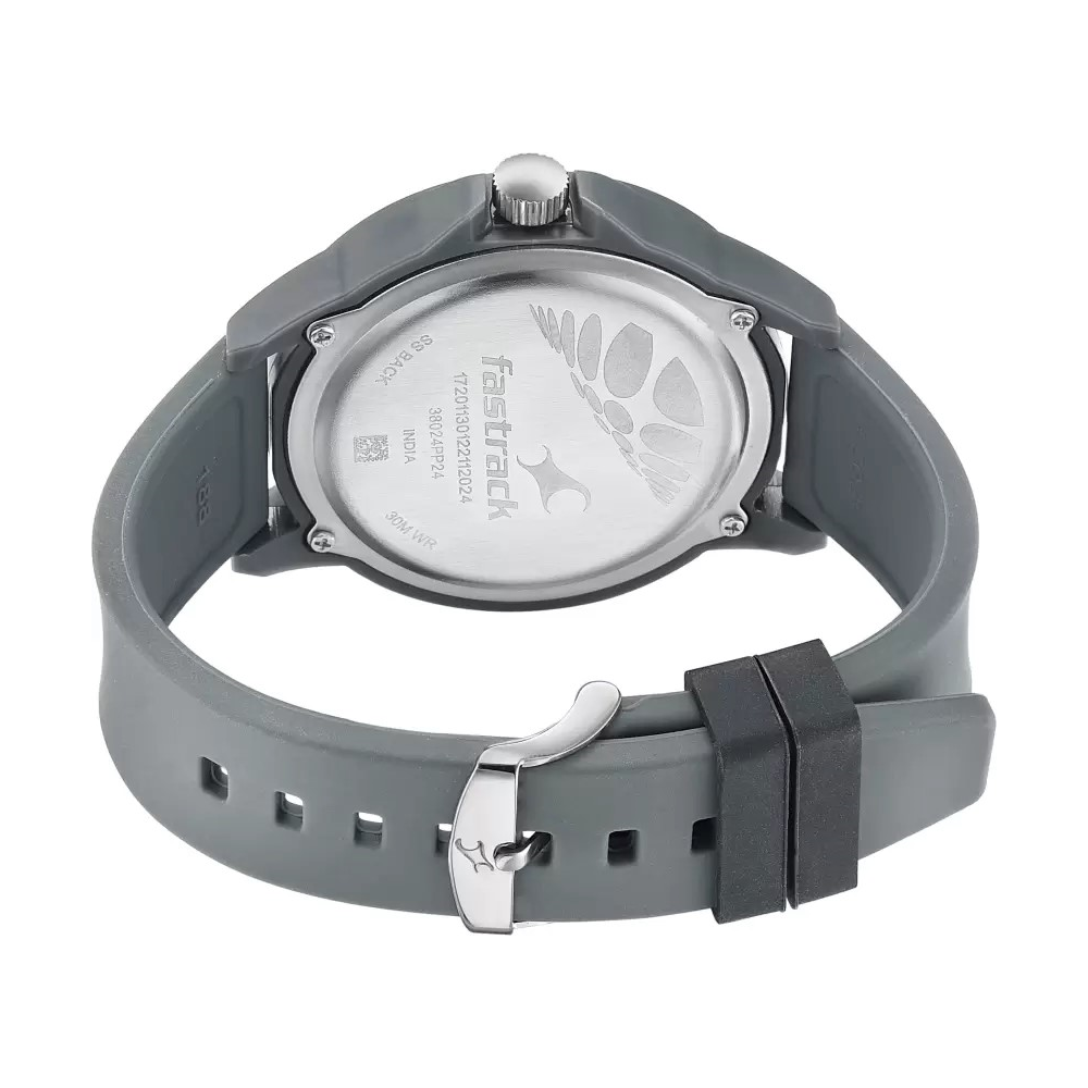 Fastrack 38024PP24 Men’s Quartz Analog Watch Dark Grey Silicone Strap| Fastrack 38024PP24