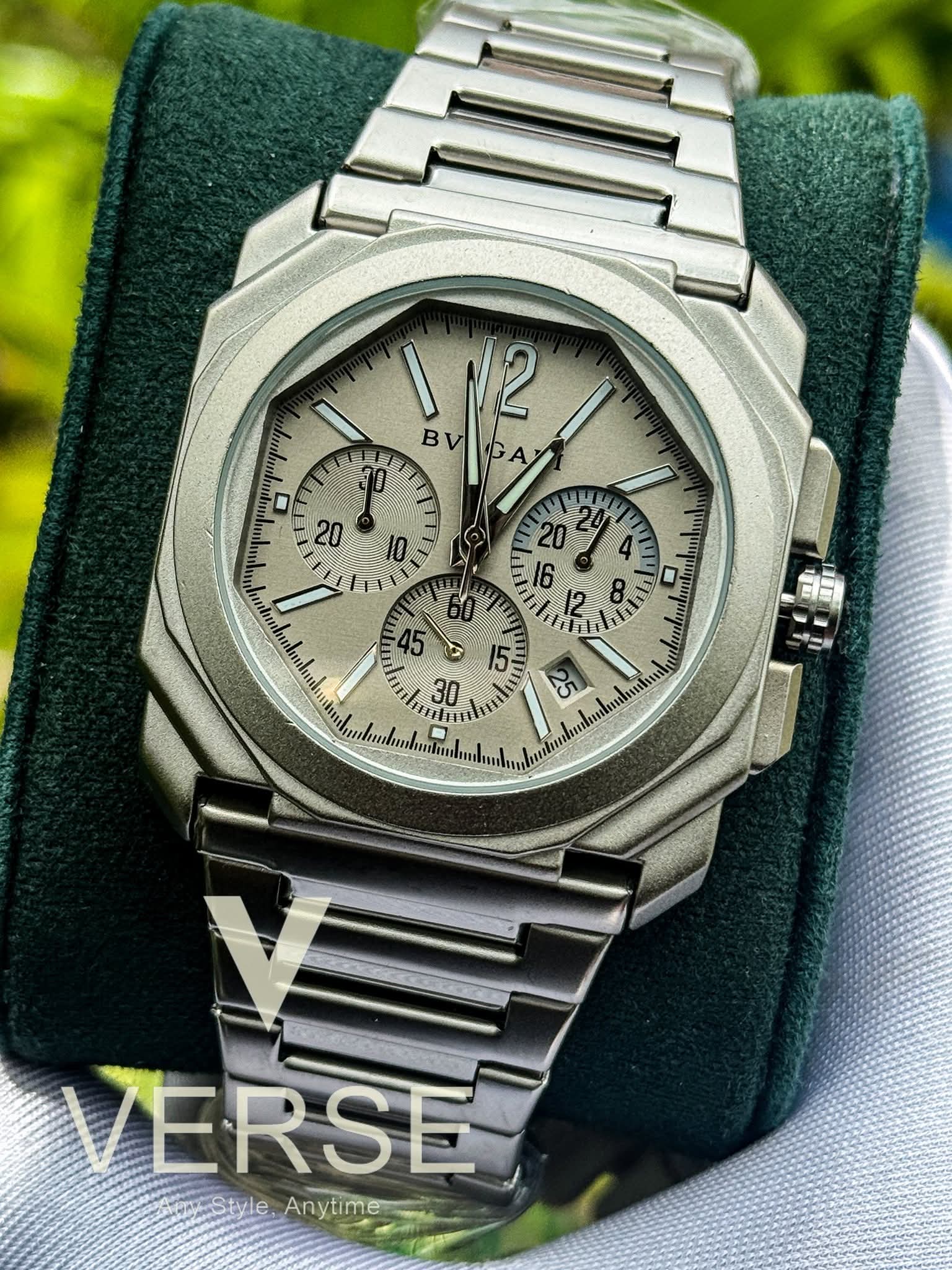 Bvlgari Octo Finissimo Chronograph Matte Silver Chain Grey Dial AA