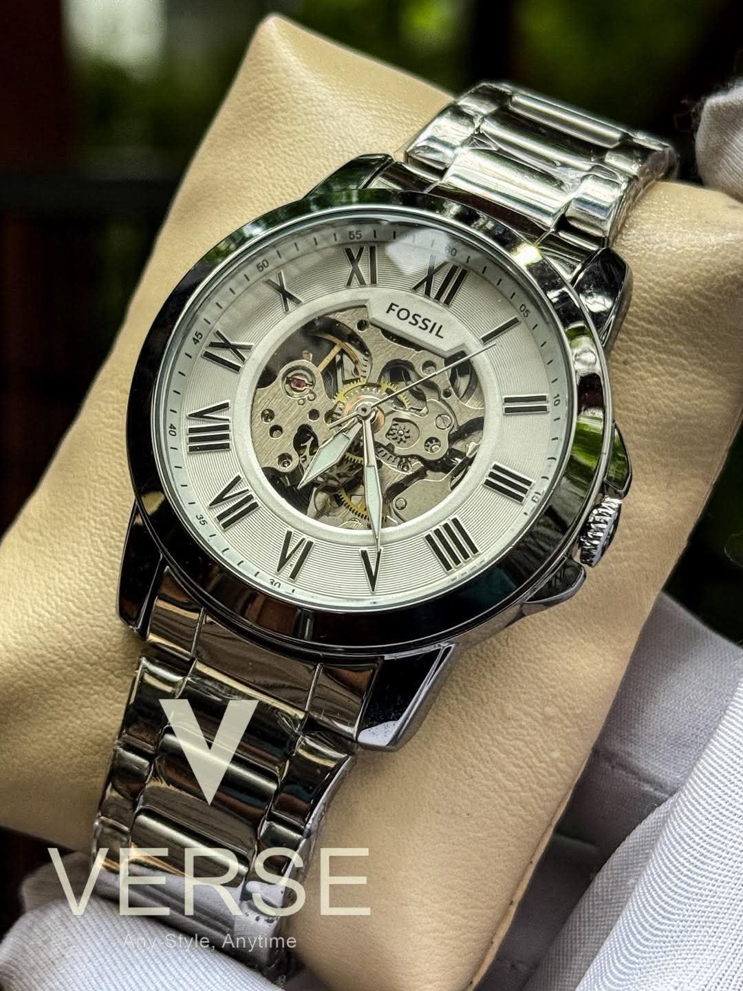 Fossil Automatic Silver Chain White Dial AA