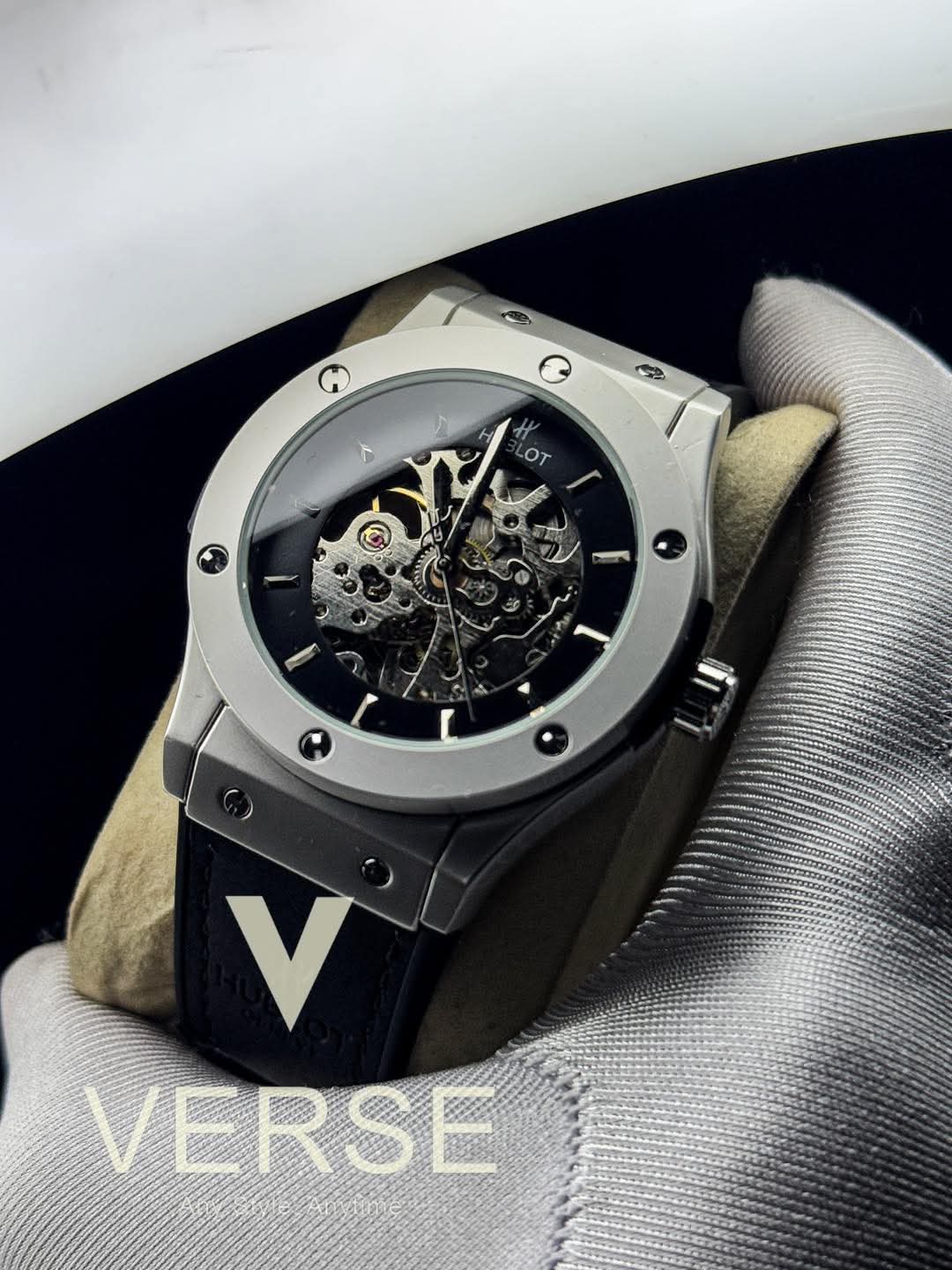 Hublot Automatic Black Leather Belt Grey Case AA