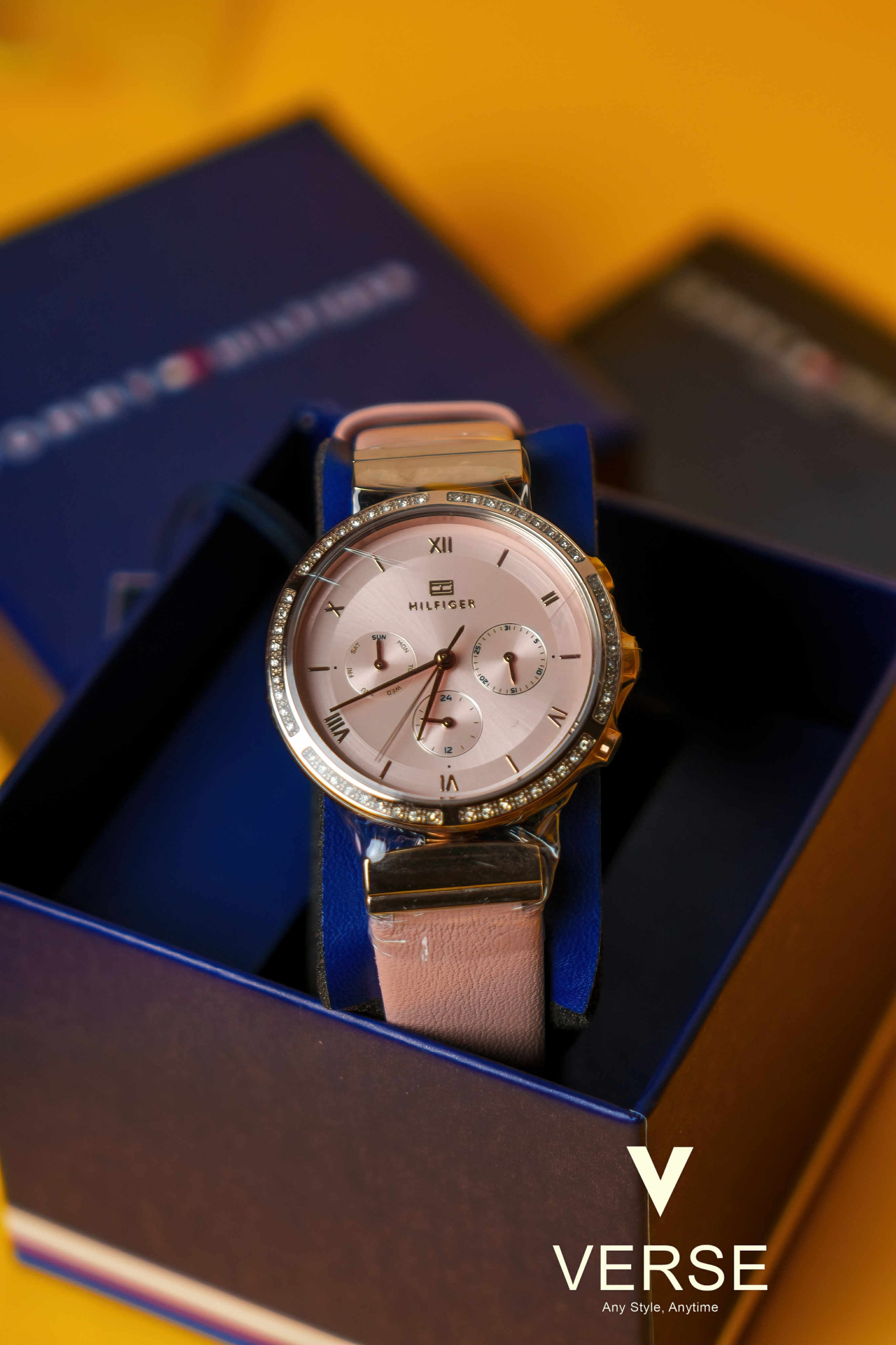 Tommy Hilfiger Luna 1782395 Women’s 38 mm Rose‑Gold & Pink Leather Watch