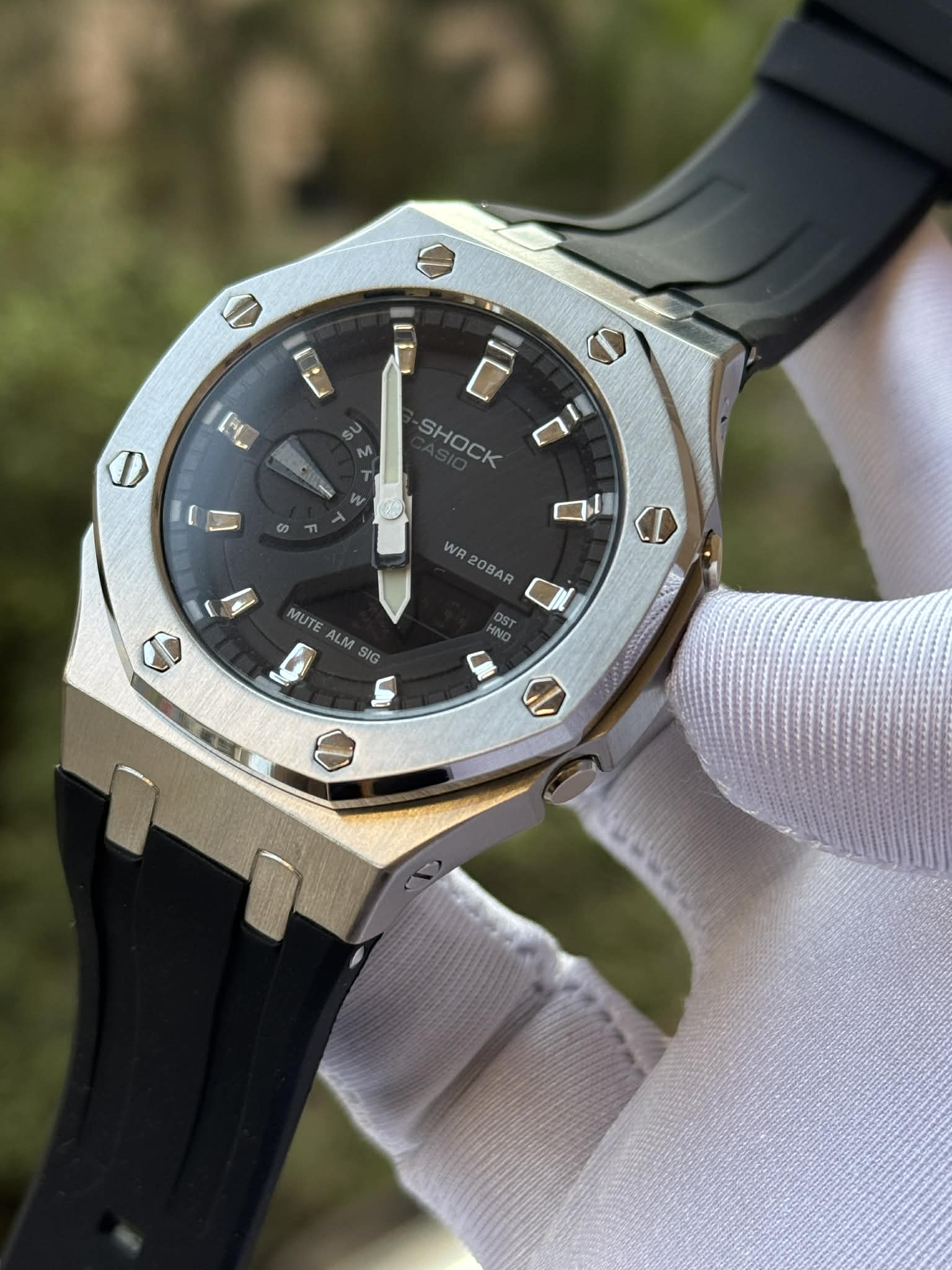 Casio G-Shock GA-2100 "CasiOak" Modded Black-Silver Triple A