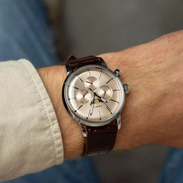 TIMEX Marlin TWEG26801 Rose Gold-Tone Round Dial 40mm Analog Moon Phase Men's Watch| TIMEX Marlin TWEG26801