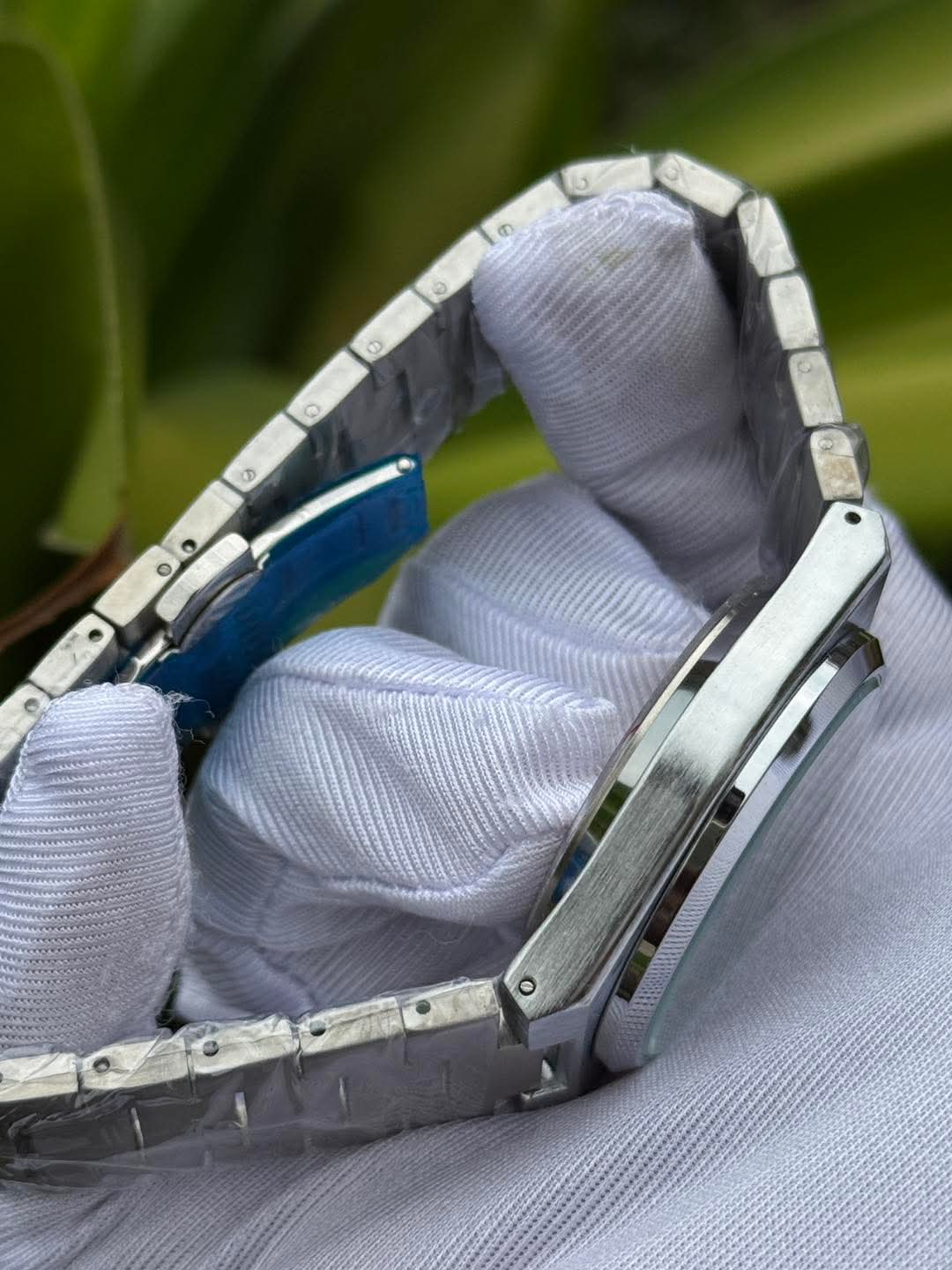 Tissot PRX Chronograph Silver Chain Blue Dial White subdial AA