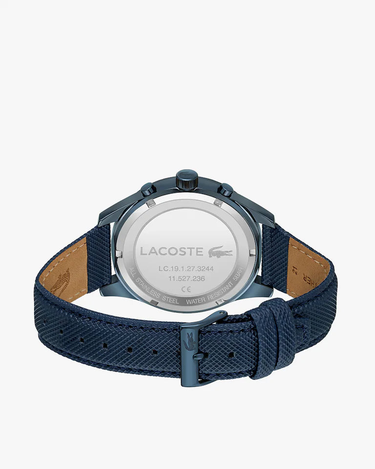 Lacoste Apext Chronograph 2011297 Men’s 44mm Blue Dial Leather Watch| Lacoste Apext Chronograph 2011297