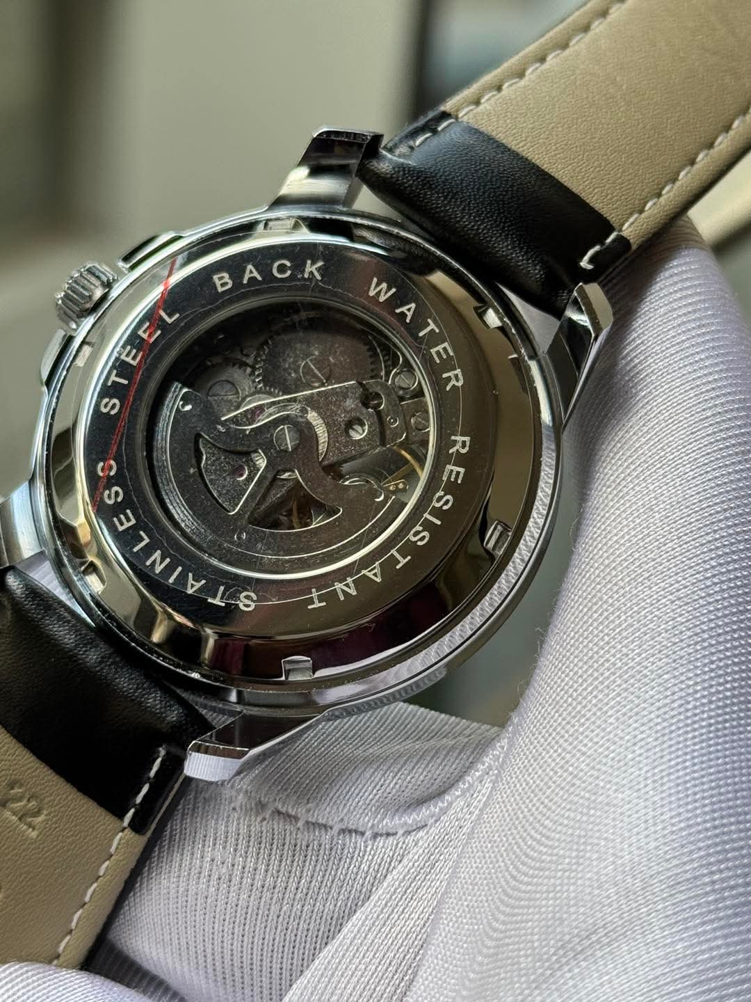 Fossil Automatic Black Belt Rose Gold AA