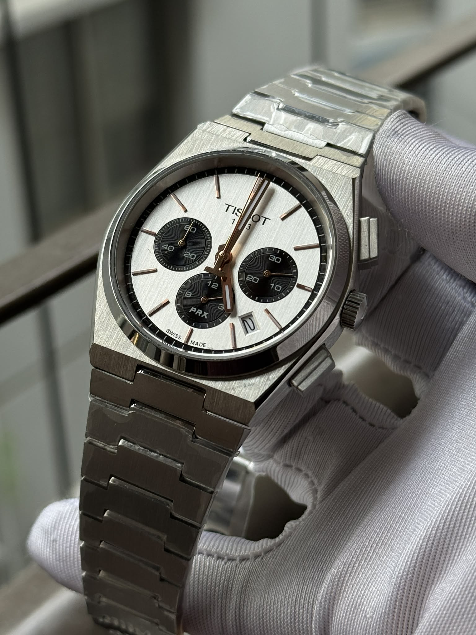 Tissot PRX Chronograph - Panda Dial Rose Gold Accents Master
