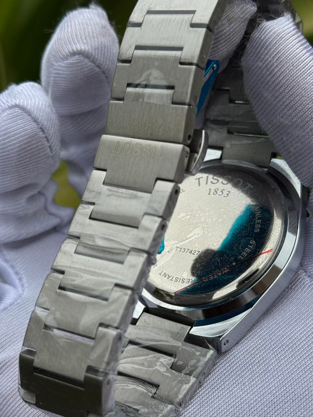 Tissot PRX Chronograph Silver Chain Blue Dial White subdial AA