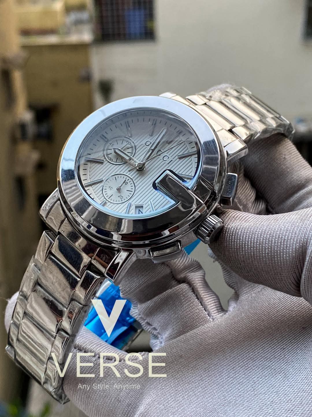 Gucci G-Chronograph Silver Chain White Dial AA