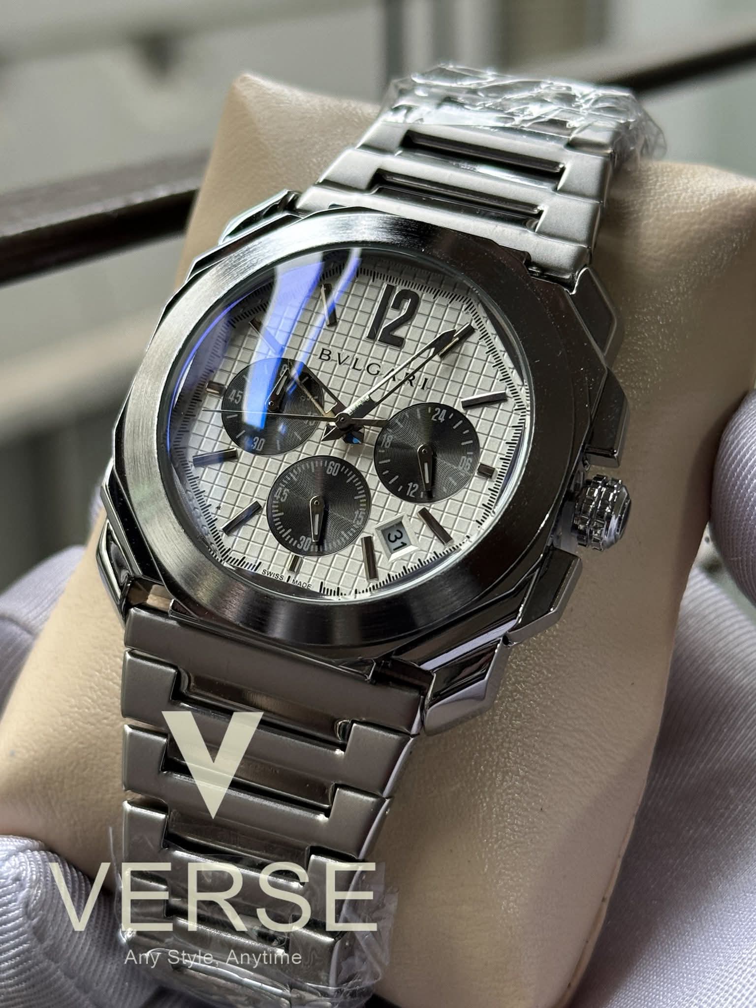 BVLGARI Octo Finissimo Chronograph White Dial Black Sub AA