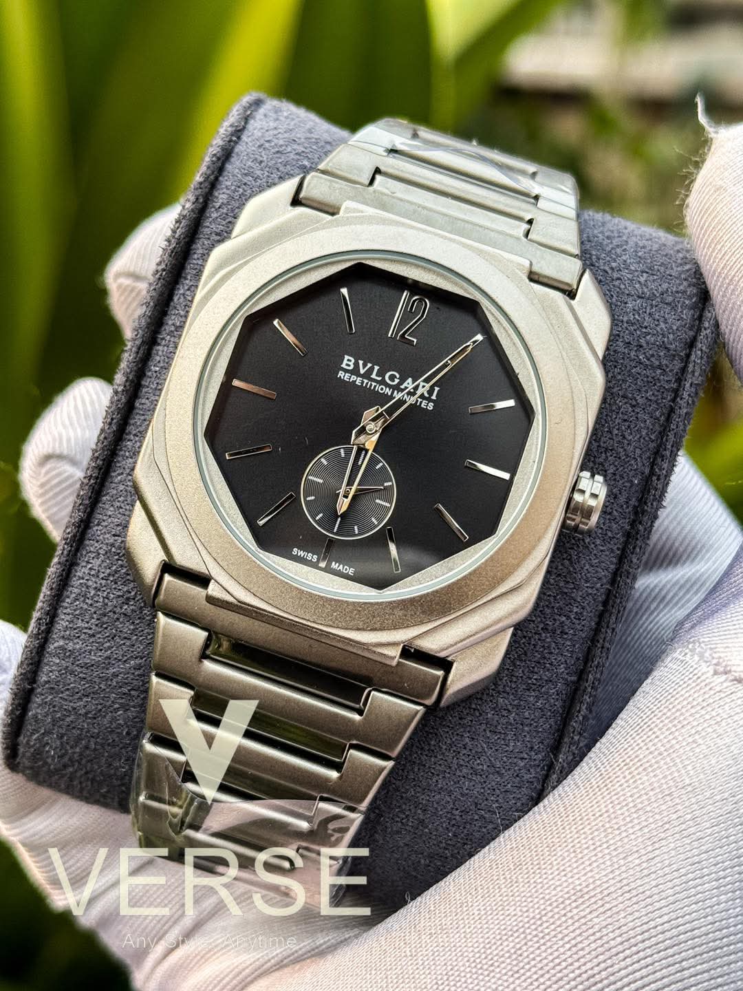 BVLGARI Octo Finisimo Matte Silver Chain Matte Black 60sec Dial AA