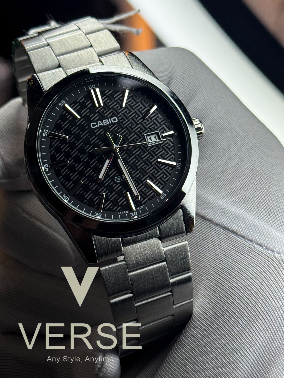 Casio MTP-VD03D-1AUDF Men’s Silver Stainless Steel Watch with Black Dial| Casio MTP-VD03D-1AUDF