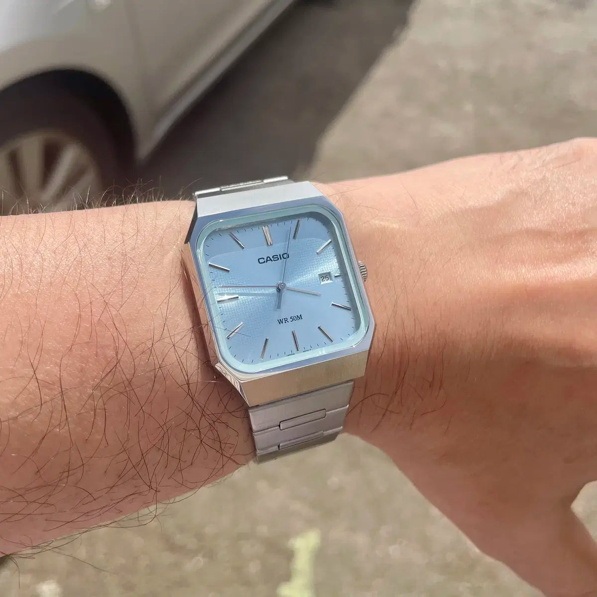 Casio MTP-B185D-2A2VDF Men’s Silver Stainless Steel Watch with Light Blue Dial| Casio MTP-B185D-2A2VDF