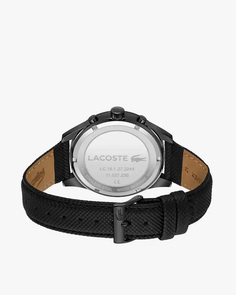 Lacoste Apext Chronograph 2011296 Men’s 44mm Black Dial Leather Watch| Lacoste Apext Chronograph 2011296