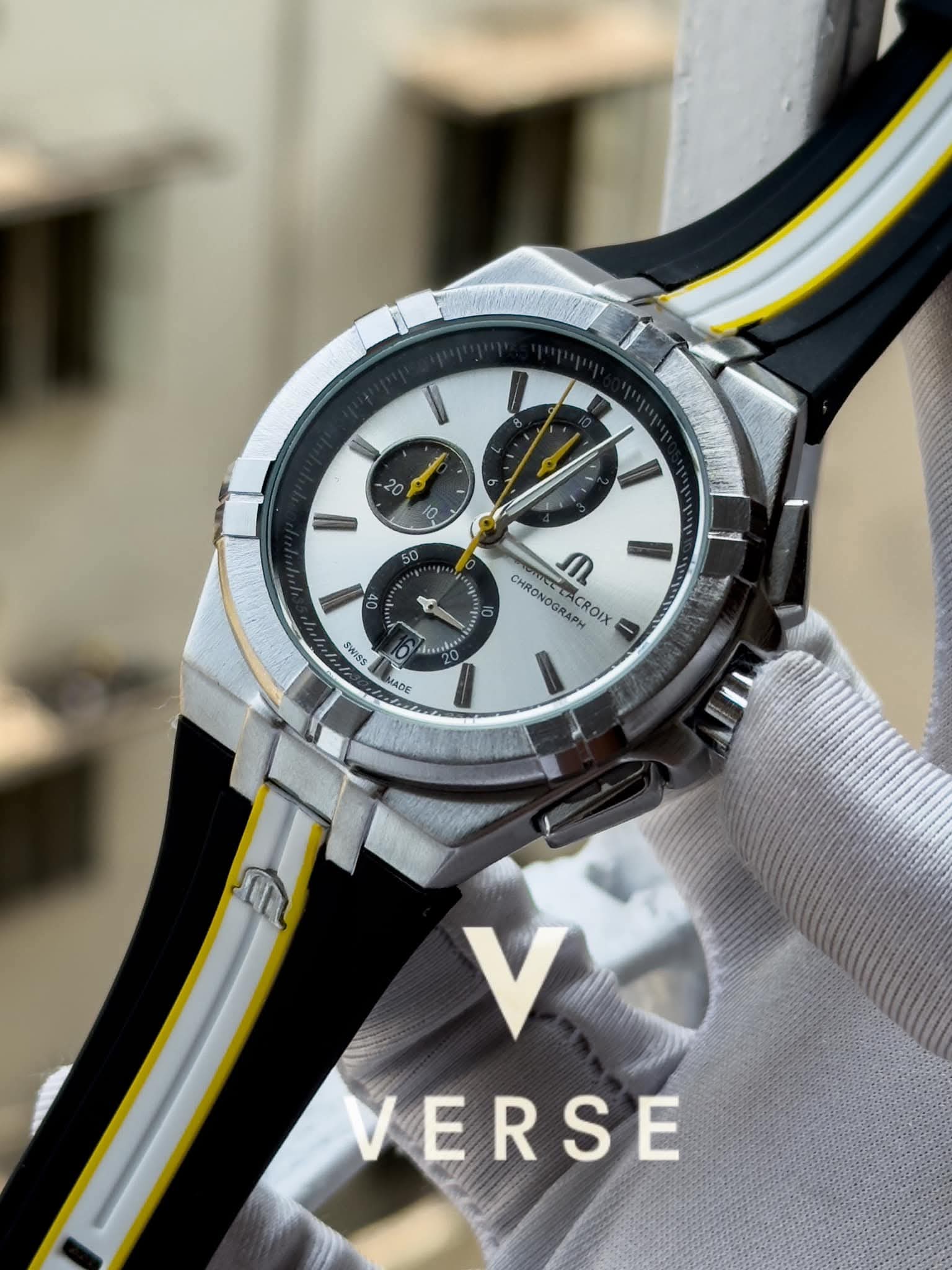 Maurice Lacroix Aikon Chronograph Special Edition Black Yellow Belt AA