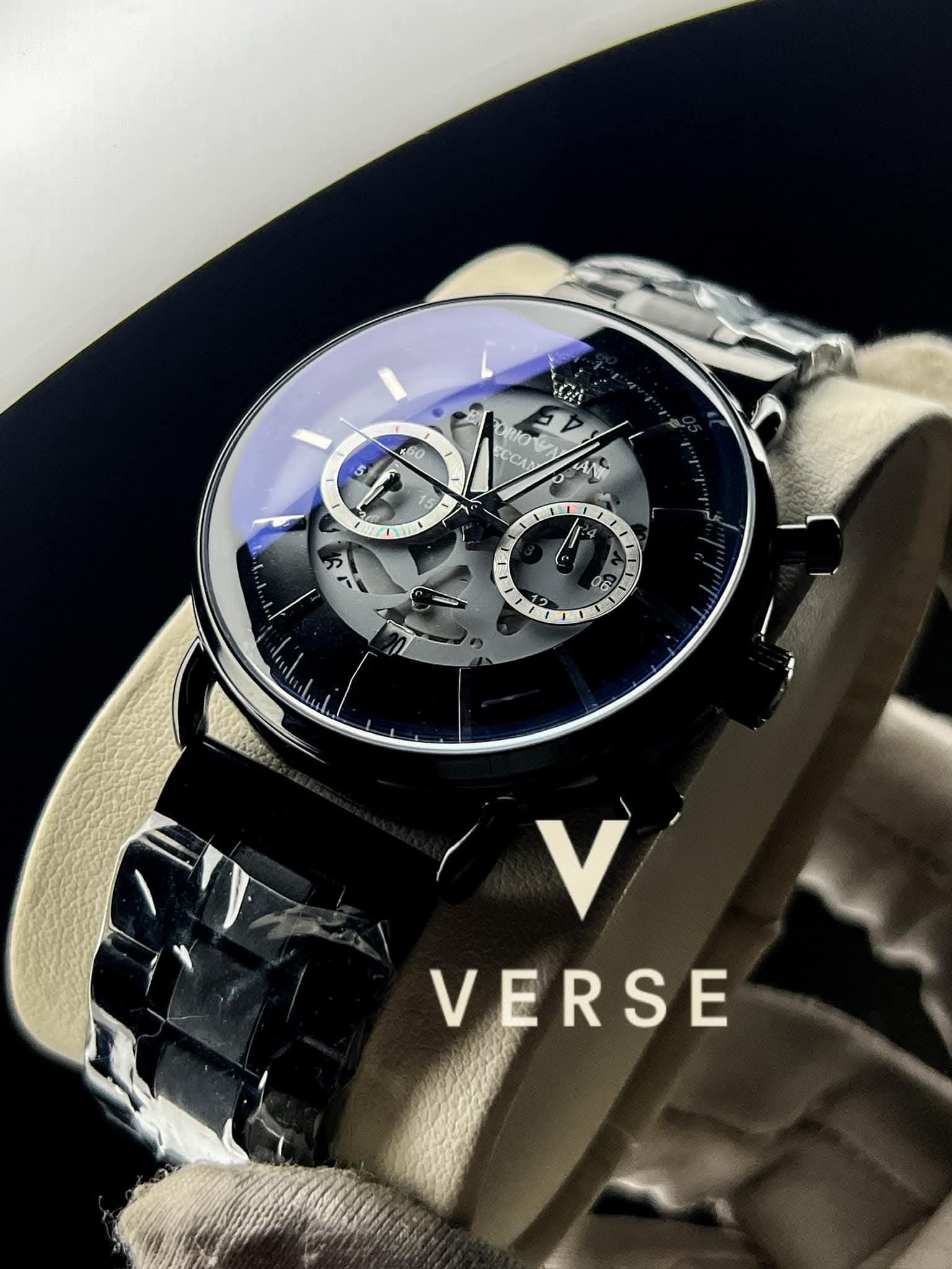 Armani Oval Meccanico Black Chain Black Dial AA