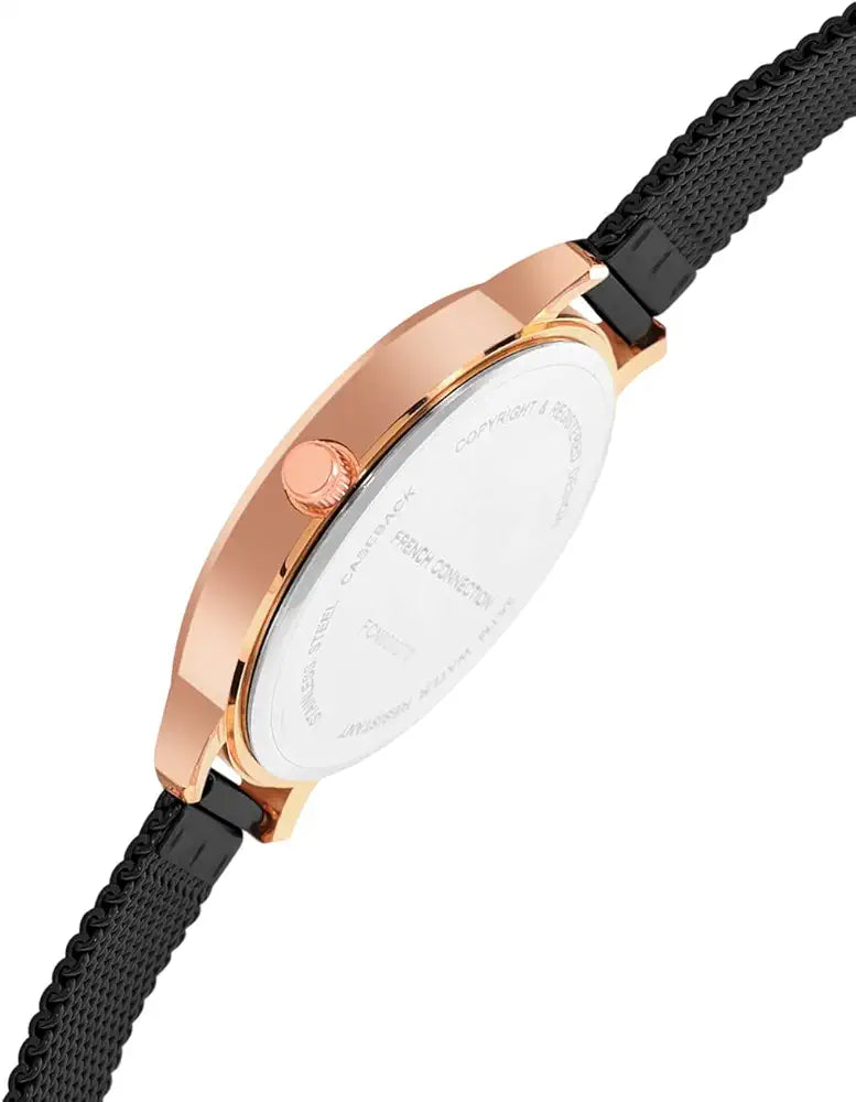 French Connection FCN00027D Women’s White & Black Dial Watch with Black Mesh Strap| French Connection FCN00027D