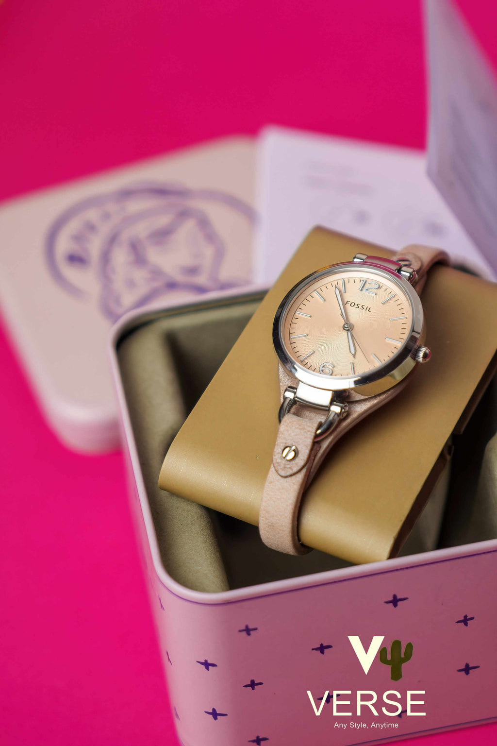 Fossil ES2830 Women’s Stainless Steel Watch with Beige Dial & Sand-Tan Leather Strap| Fossil ES2830