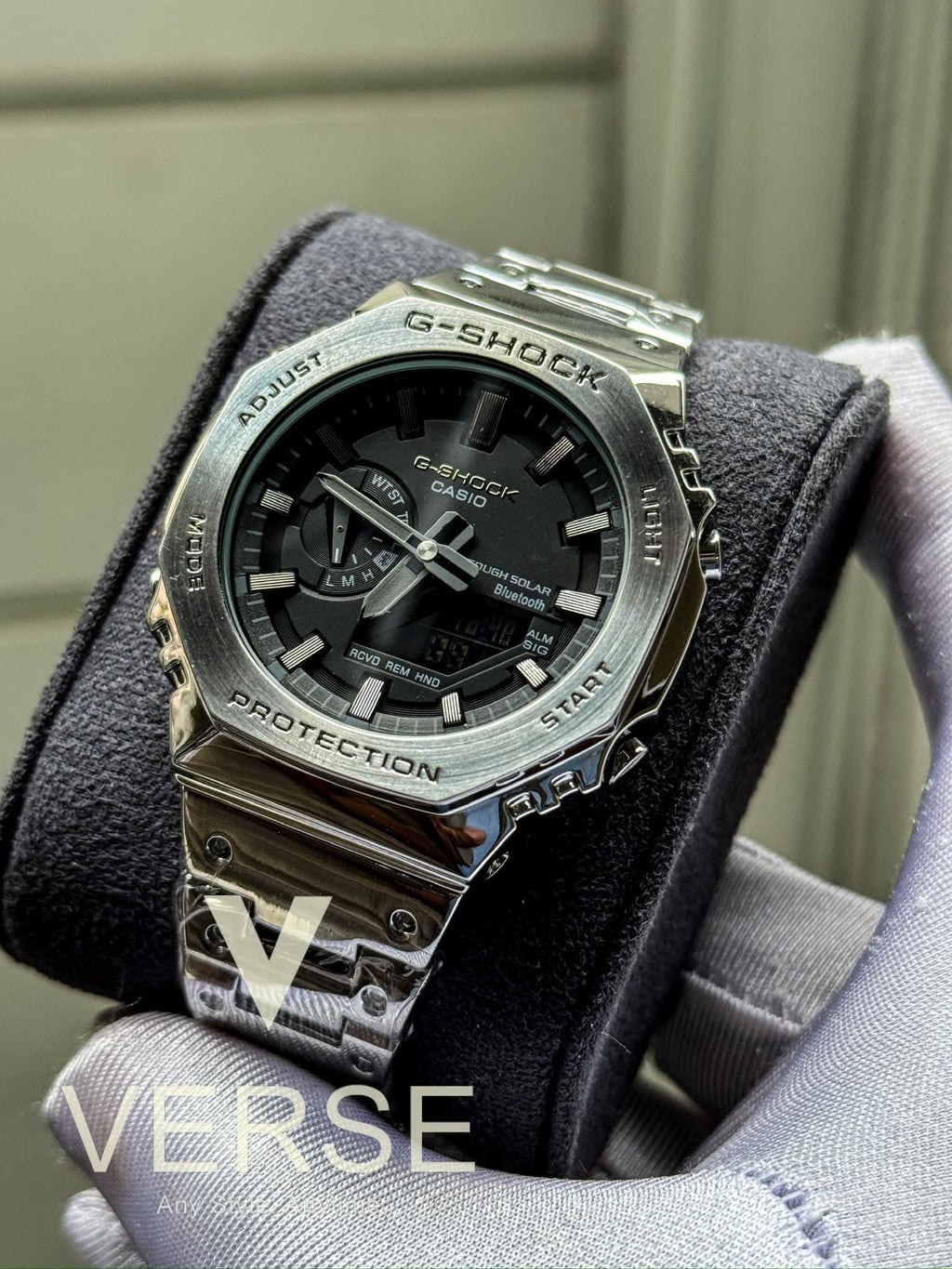 Casio G-Shock GM-B2100D-1A Silver Chain Black Dial Triple A