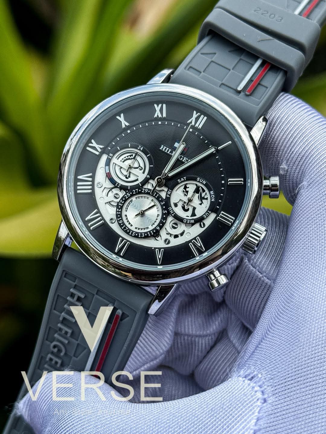 Tommy Hilfiger Chronograph Grey Belt Black Dial AA