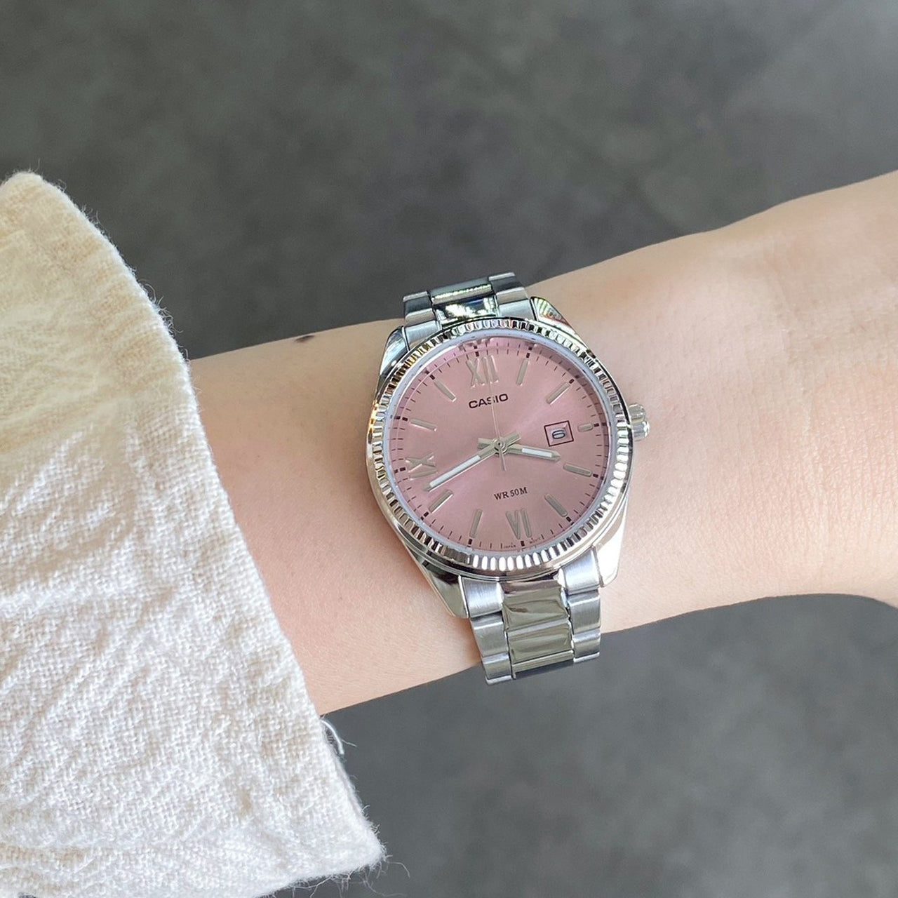 Casio LTP-1302DD-4A1VDF Pink Dial Women's Stainless Steel Watch | Casio LTP-1302DD-4A1VDF