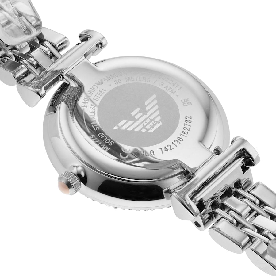 Emporio Armani AR1779 Women’s Pink Mother-of-Pearl Dial Stainless Steel Watch| Emporio Armani AR1779