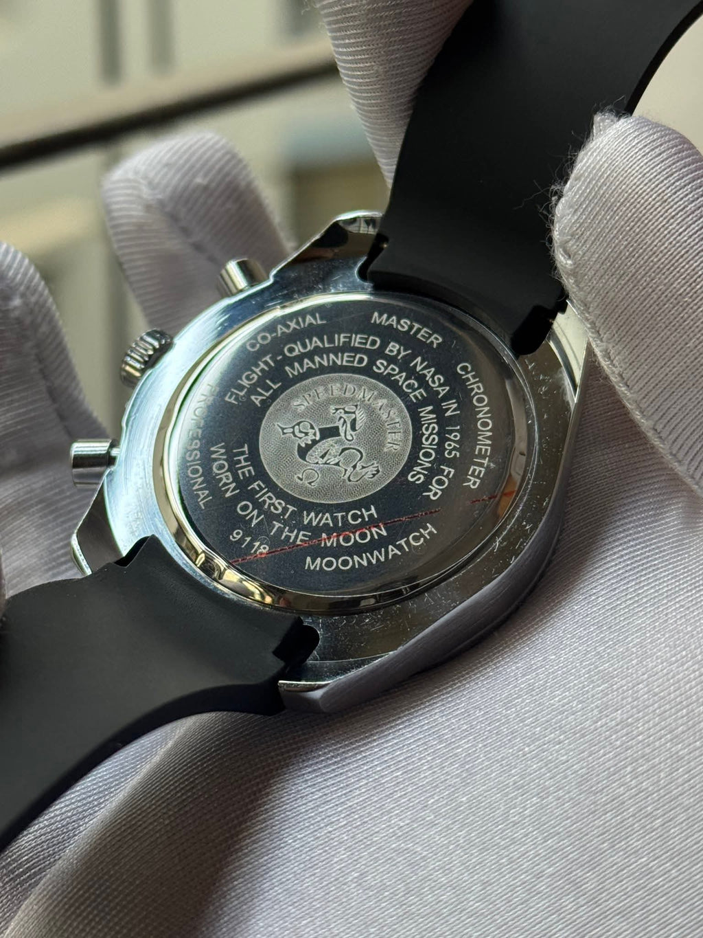 Omega Speedmaster Racing Chronograph Black Belt Grey Dial Yellow Accents AA