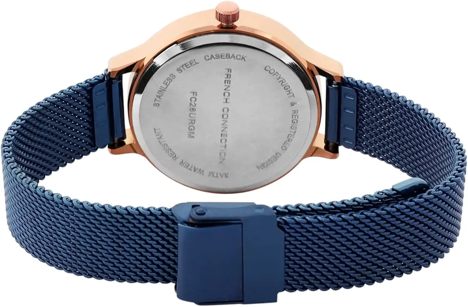 French Connection FC26URGM Women’s Two-Tone Blue & White Dial Watch with Blue Mesh Strap| French Connection FC26URGM
