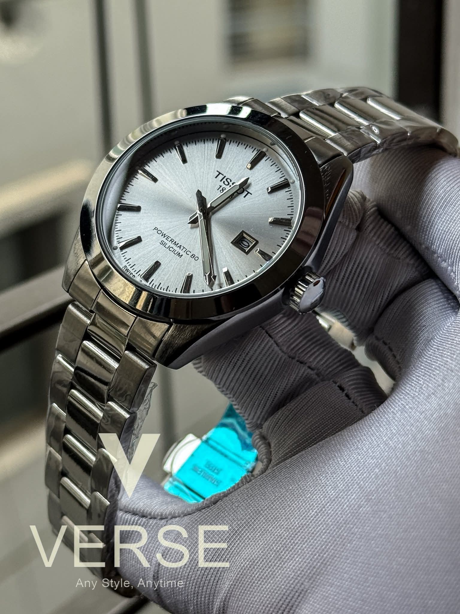 Tissot Gentleman Powermatic 80 Silicium Quartz Sun-ray White Dial AA