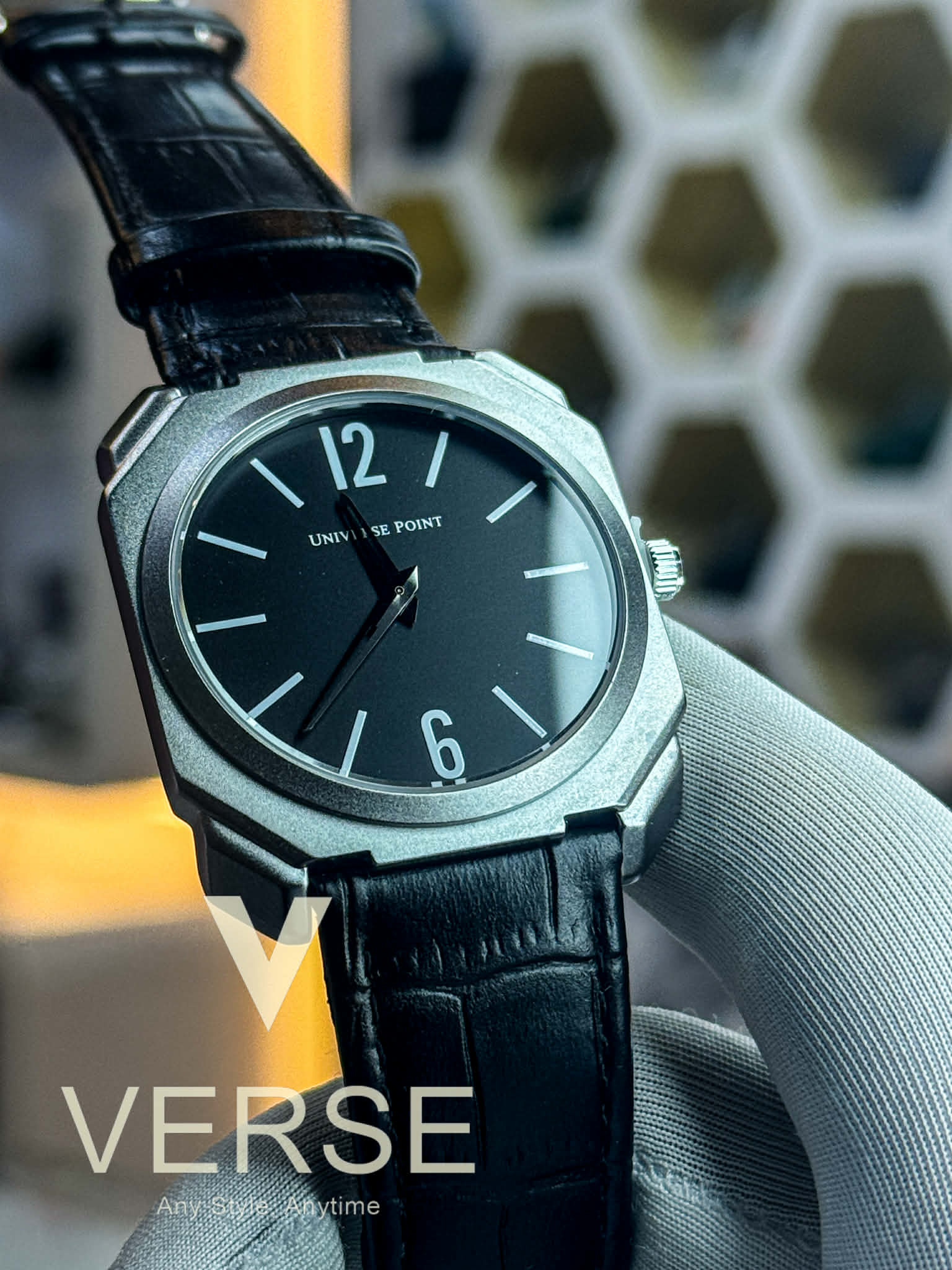 Universe Point Slim UP1988-1205 Men’s Quartz Watch Black Belt Black Dial