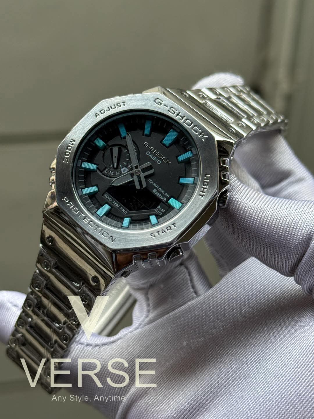 Casio G-Shock GM-B2100BD-1A Silver Chain Tiffany Digits Triple A